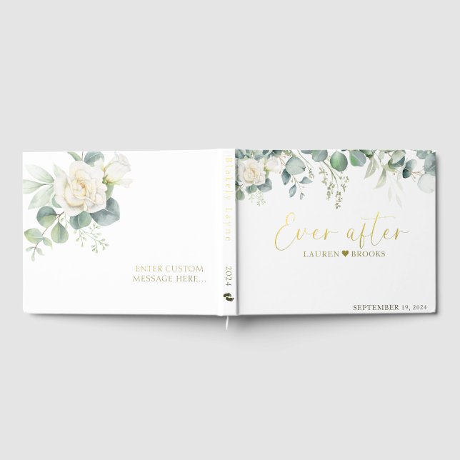 Modernes Greenery Floral Bridal Hochzeitstorch Gästebuch (Voll)
