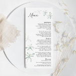 Modernes Greenery White Wedding Flat Menu Menükarte<br><div class="desc">Dieses moderne, weiße Hochzeitsmenü bietet eine einfache Mischung und passt sich den schwarz-weißen Stilrichtungen an. Freuen Sie sich auf zarte, grüne Elemente, die einen anmutigen blühte um eine einfache, raffinierte Typografie und eine schöne minimale Kalligraphie-Schrift ergänzen. Die Aquarelltöne und andere botanische Blätter gehen wunderschön durcheinander, mit dunklem Smaragd verblasst in...</div>