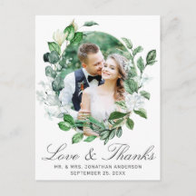 Modernes Greenery Wreath Foto Wedding Vielen Dank