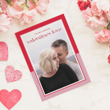 Modernes Grenzrosa und Rote Valentine Liebe Foto