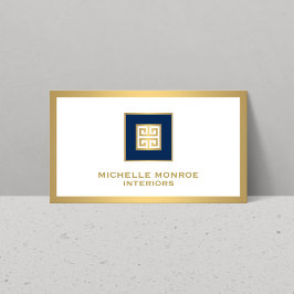 Modernes griechisches Schlüssellogo Gold/Navy Blue Visitenkarte