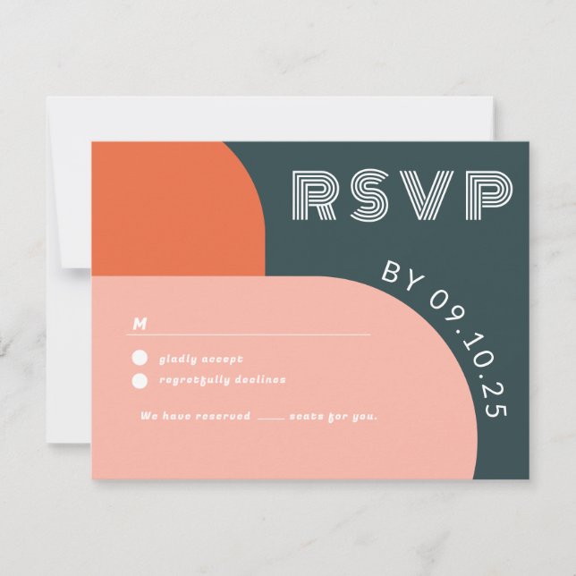 Modernes Groovy Arch Retro UAWG QR Code Wedding RSVP Karte (Vorderseite)