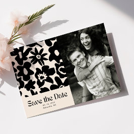 Modernes Groovy Floral Wedding Foto Save the Date