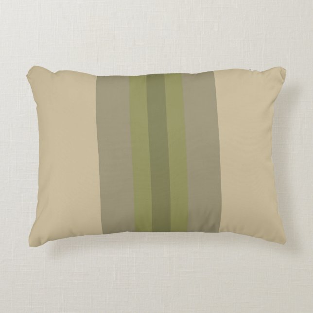 Modernes, grün-beige gestreiftes akzentes Kissen (Vorderseite)