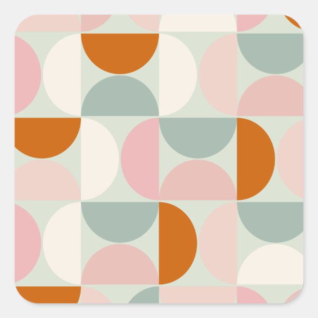 Modernes, grün blütendes Orangenmuster des Mittelj Quadratischer Aufkleber (Vorderseite)