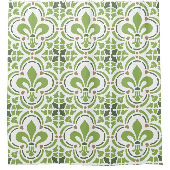 Modernes Grün grünen Lilie Quatrefoil Duschvorhang (Vorderseite)