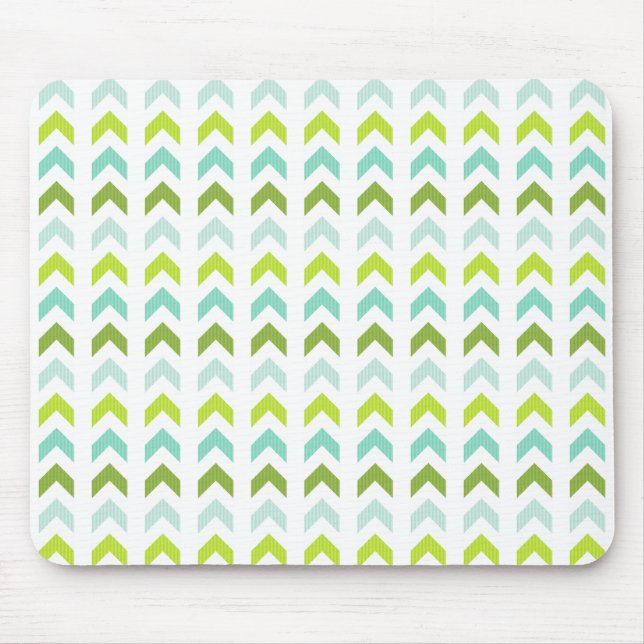 Modernes Grün, Minze, Aqua, weißes geometrisches Mousepad (Vorne)