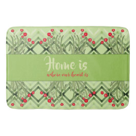 Modernes Grün mit roter Blüte Badematte