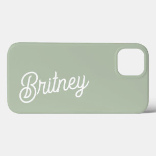 Modernes, grün Personalisiertes Monogramm und Name Case-Mate iPhone Hülle