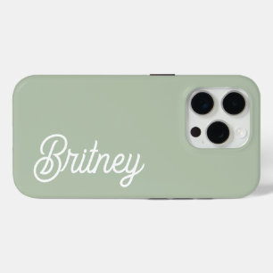 Modernes, grün Personalisiertes Monogramm und Name Case-Mate iPhone Hülle