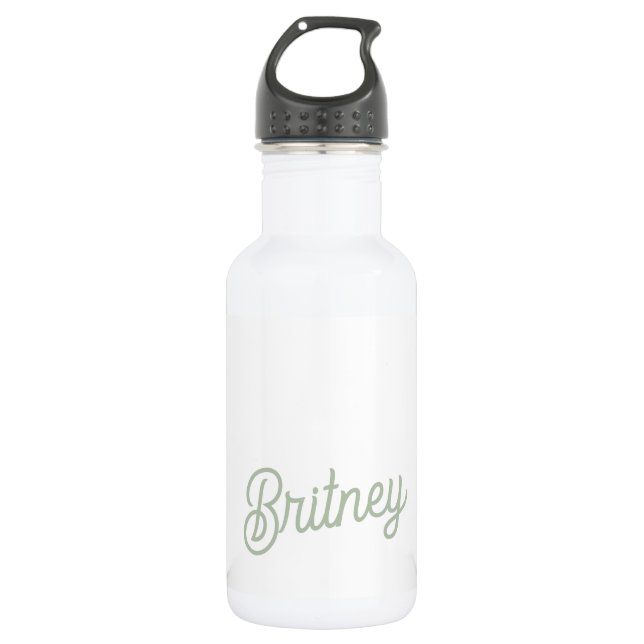 Modernes, grün Personalisiertes Monogramm und Name Edelstahlflasche (Vorderseite)