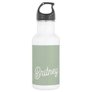 Modernes, grün Personalisiertes Monogramm und Name Edelstahlflasche