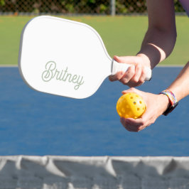 Modernes, grün Personalisiertes Monogramm und Name Pickleball Schläger