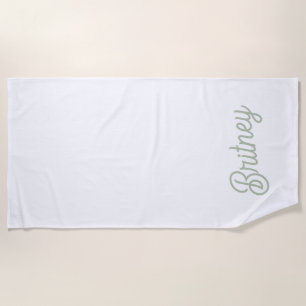 Modernes, grün Personalisiertes Monogramm und Name Strandtuch