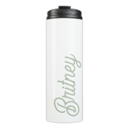 Modernes, grün Personalisiertes Monogramm und Name Thermosbecher
