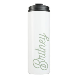 Modernes, grün Personalisiertes Monogramm und Name Thermosbecher