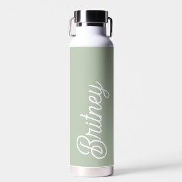 Modernes, grün Personalisiertes Monogramm und Name Trinkflasche