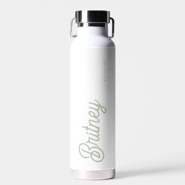Modernes, grün Personalisiertes Monogramm und Name Trinkflasche