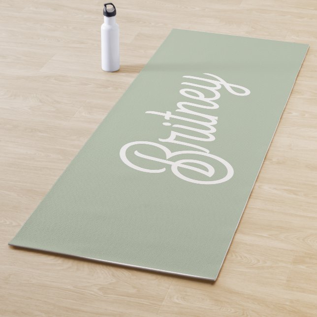 Modernes, grün Personalisiertes Monogramm und Name Yogamatte (Beispiel)