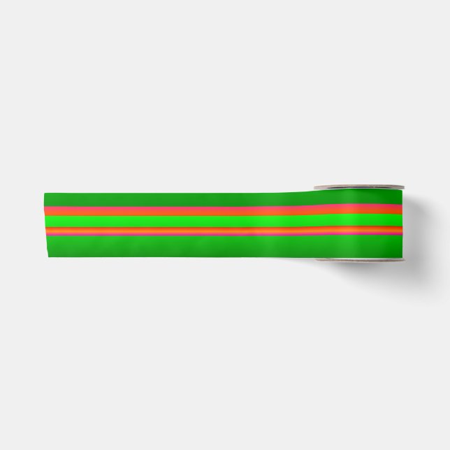 Modernes, grün-rot gestreiftes Weihnachtsmuster Satinband (Vorderseite)