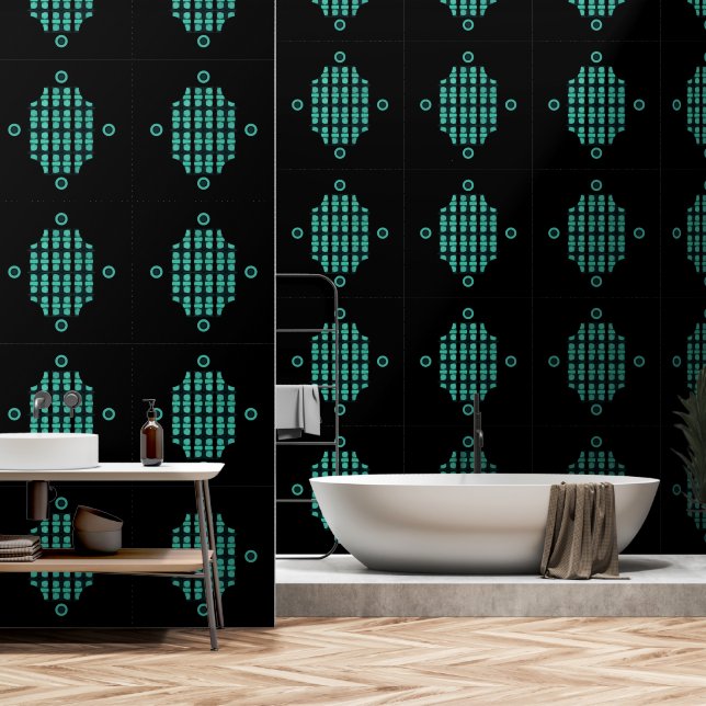 Modernes, grün-schwarzes Abstraktes Muster Elegant Tapete (Badezimmer)