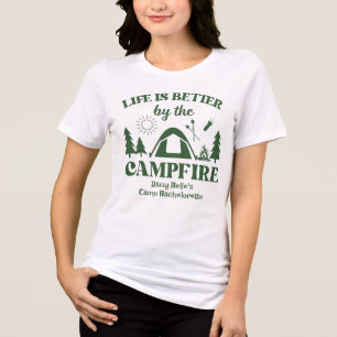 Modernes grünes Camping Junggesellinnen-Wochenende Tri-Blend Shirt