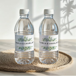 Modernes, grünes Foliage Wasserflaschen-Etikett