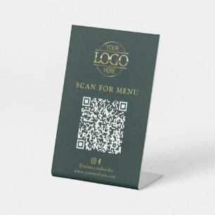 Modernes grünes Geschäftslogo Kontaktloses QR-Code Sockelschild