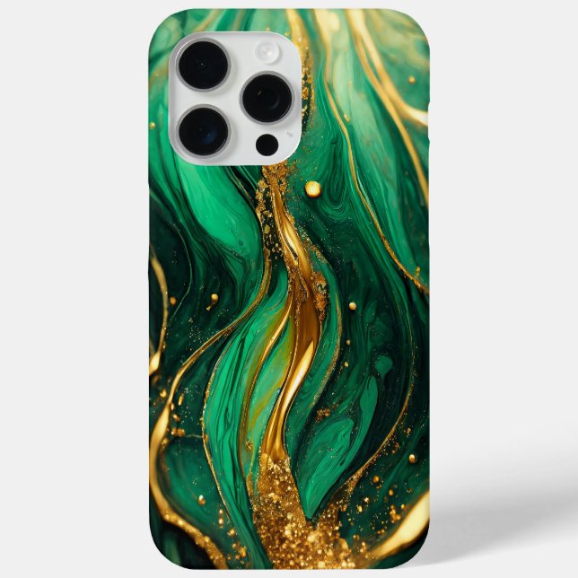 Modernes grünes Gold Eleganter Marmor Case-Mate iPhone Hülle (Rückseite)