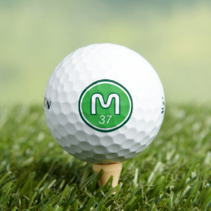 Modernes grünes Logo Fett Monogramm mit Alter Golfball