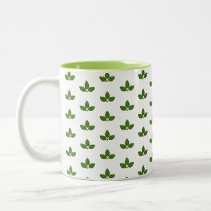 Modernes grünes Lorbeerblattmuster  Zweifarbige Tasse