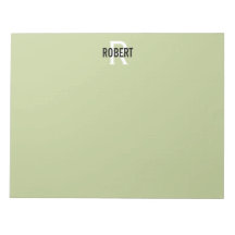 Modernes, grünes Notizblock mit Monogramm