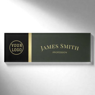 Modernes, grünes Schwarz: Luxus-Gold-Business-Logo Namenschild