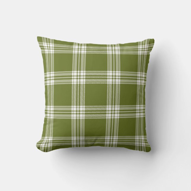 Modernes grünes Tartan Kariertes Kissen (Vorderseite)