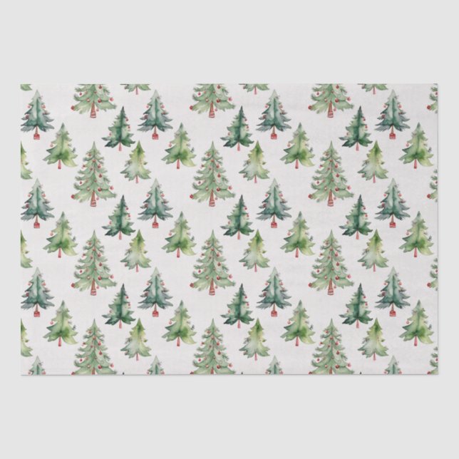 Modernes grünes Weihnachtsbaumpapier Seidenpapier (Vorderseite)