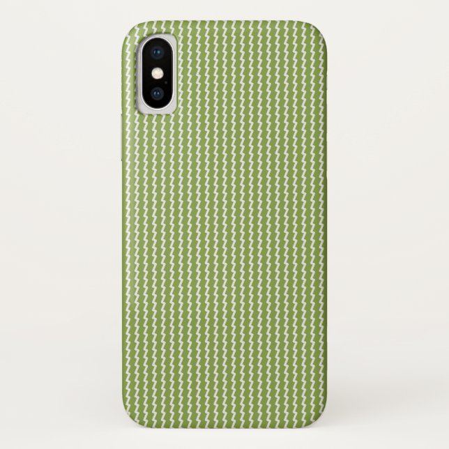Modernes, grünes Zickzack Muster Case-Mate iPhone Hülle (Rückseite)