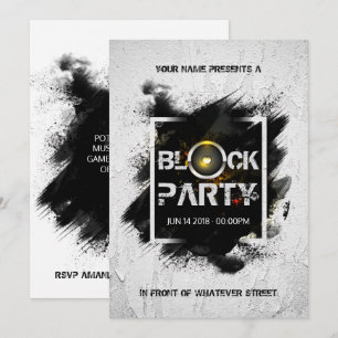 Modernes Grunge Block Party Einladung