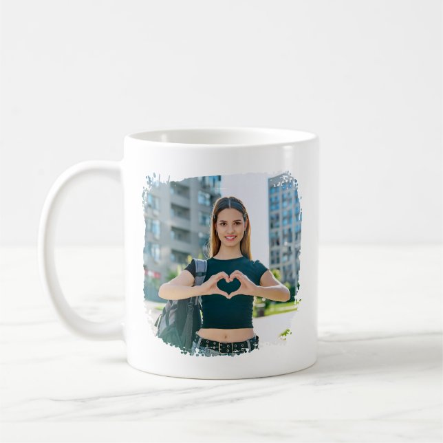 Modernes Grunge Border Foto Kaffeetasse (Links)