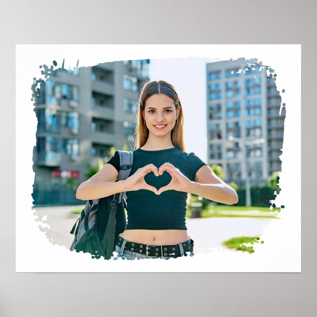 Modernes Grunge Border Foto Poster (Vorne)