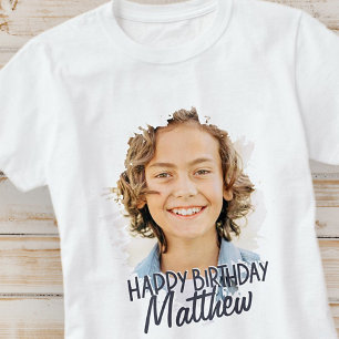 Modernes Grunge Cooles Foto Geburtstagsgrüßen T-Shirt