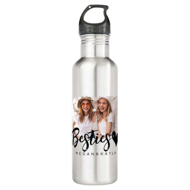 Modernes Grunge Herz Best Friends BESTE FREUNDIN F Edelstahlflasche (Vorderseite)