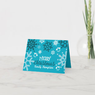 Modernes Grußkartendesign für Weihnachten auf blau Einladung