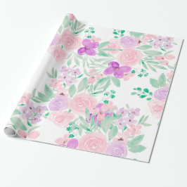 Modernes, gürtelrosa lila Blumenmuster Geschenkpapier