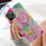Modernes, gürtelrosa lockes, blumenfarbenes Monogr Case-Mate iPhone Hülle<br><div class="desc">Modernes mädchenhaftes,  grünes,  lockeres,  blumenfarbenes Monogramm mit hübschen sommerlichen Blume.</div>