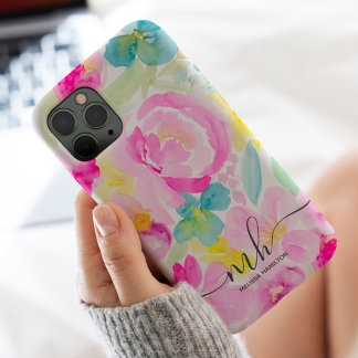 Modernes, gürtelrosa lockes, blumenfarbenes Monogr Case-Mate iPhone Hülle