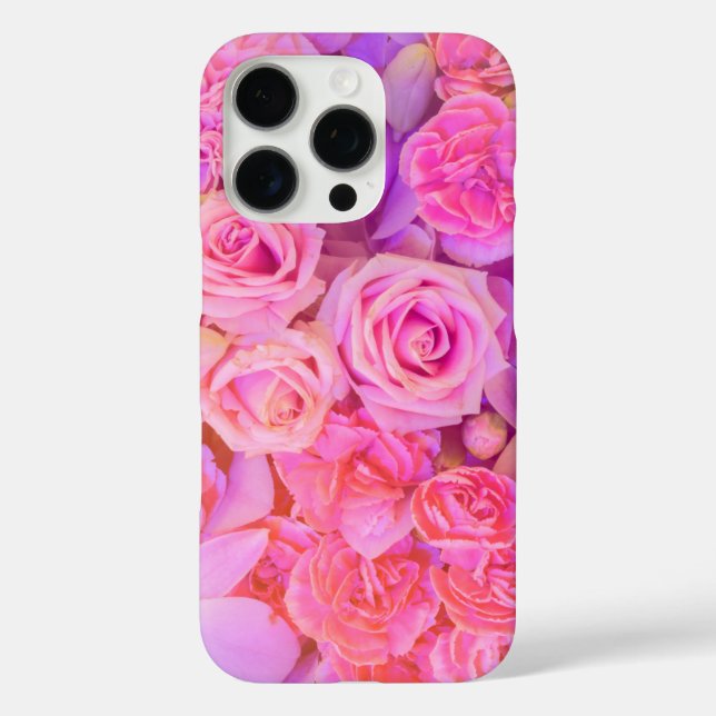 Modernes, gürtelrosa lockes, blumenfarbenes Monogr iPhone 16 Pro Hülle (Rückseite)