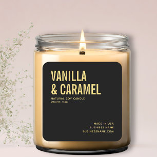 Modernes Gütezeichen für schwarze goldene Kerzen Quadratischer Aufkleber