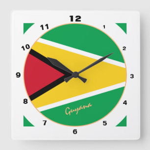 Modernes Guyana-Design, Guyana-Flagge Zuhause / tr Quadratische Wanduhr