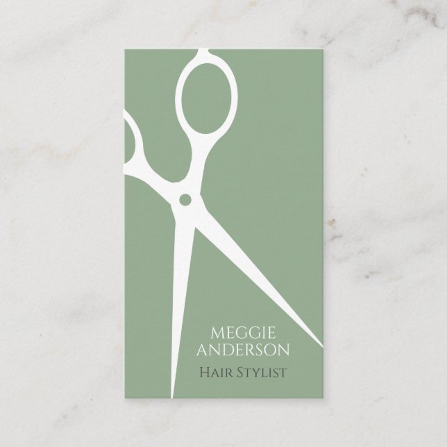 Modernes Haar Stylist Graphic Green Visitenkarte (Vorderseite)