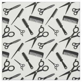 Modernes Hair-Stylist-Muster Schwarz-weiß Stoff